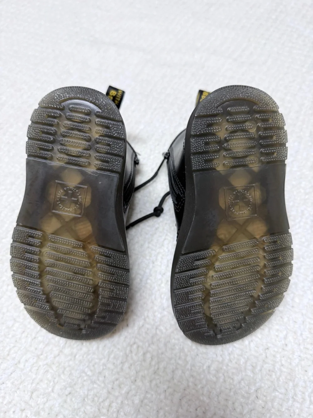 Unisex- Dr. Martens Black Leather Lace-Up Ankle Boots with Yellow Stitching